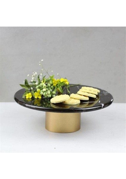 Akayev Mermer 28 cm Metal Ayaklı Siyah Yuvarlak Sunum Tabağı fiyatları