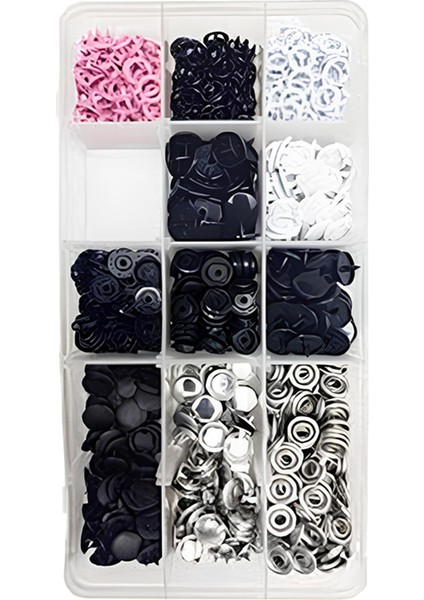 503 Adet Set Plastik Metal Kapaklı Çıt Çıt ve El Pensesi Çakım Seti 9. 5mm- 10. 5mm- 12. 5mm modelleri
