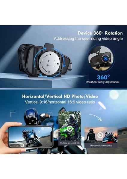Intercom Motorcu Kask Kulaklık Bluetooth 1080P Kamera Kayıt 32GB Hafıza Kart Hediye Interkom Ipx6 fırsatları