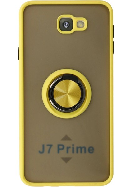 Samsung Galaxy J7 Prime Kılıf Montreal Yüzüklü Silikon Kapak - Sarı - MONAS1654-9585