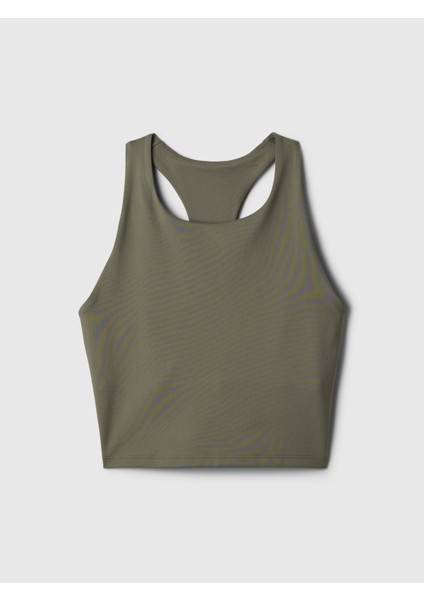Kadın Haki Halter Yaka Crop Spor Üst modelleri