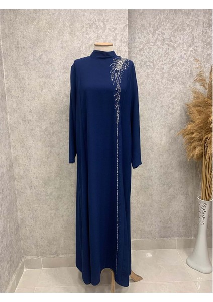 25Y4761 Abiye Hakim Yaka Tek Tarafı Boncuk Detaylı - Tane - 25Y4761 - Lacı - 52