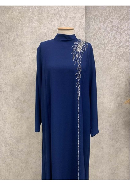 25Y4761 Abiye Hakim Yaka Tek Tarafı Boncuk Detaylı - Tane - 25Y4761 - Lacı - 52 fiyatları