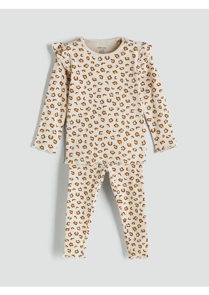 Lc Waıkıkı Bisiklet Yaka Baskılı Kız Bebek Pijama Takımı (W5)