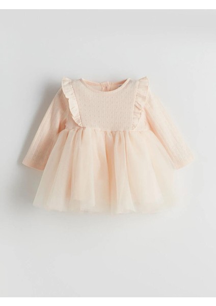 Lcw Baby Bisiklet Yaka Tütülü Kız Bebek Elbise (W5)