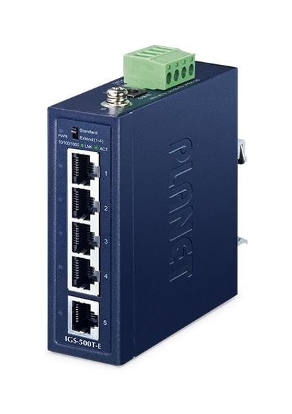Compact Industrial 5-Port 10/100/1000T Ethernet Switch (-40~75 Degrees C)