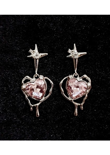 Gümüş Taş Kalp Küpe