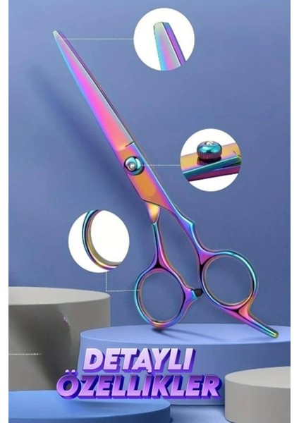 Rainbow Düz Saç Kesim Makası 6 Inç Ayarlanabilir Vidalı fiyatları