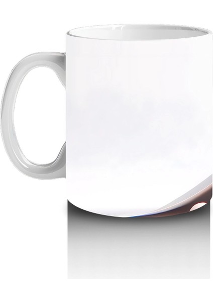 Pembe Kalpli Fon Üzerinden Bakan Sevimli Civciv - Baskılı Kahve Kupası