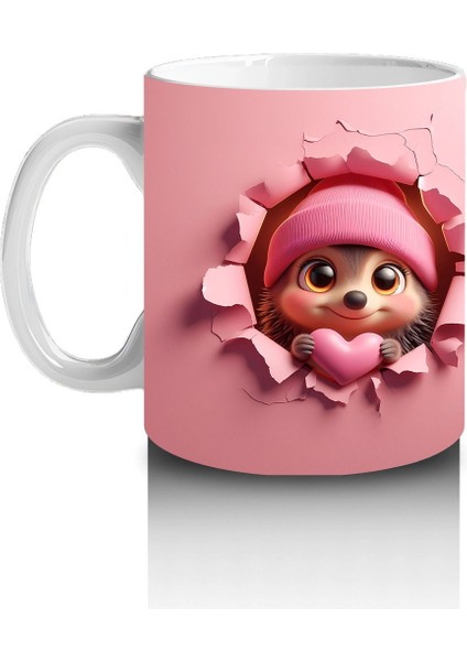 Çatlak Duvar Arasında Gülümseyen Oyuncak Kirpi – Baskılı Kahve Kupası