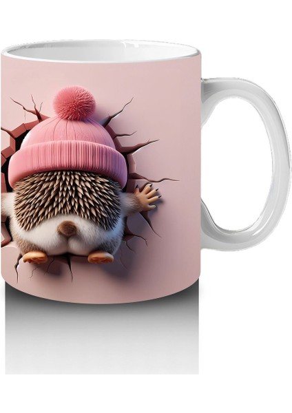 Çatlak Duvar Arasında Gülümseyen Oyuncak Kirpi – Baskılı Kahve Kupası modelleri