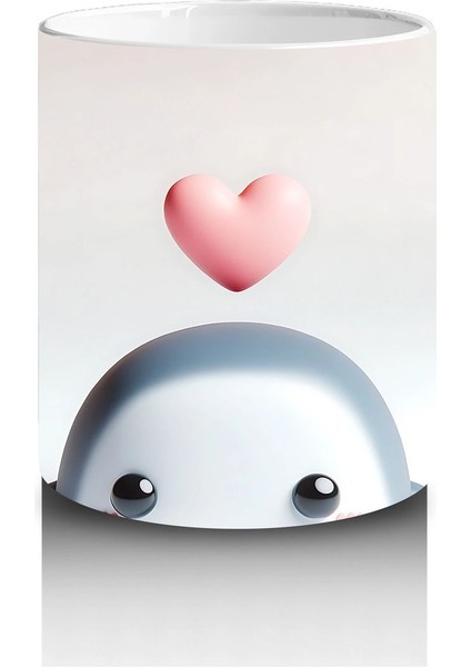 Pembe Kalpli Balonla Penguen Maskotu – Baskılı Kahve Kupası fiyatları