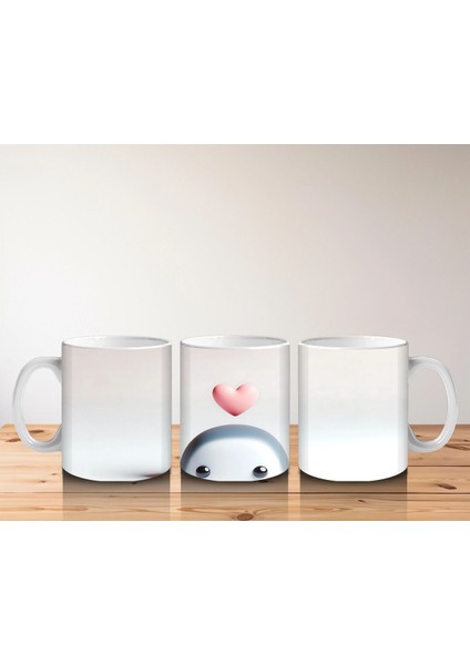 Pembe Kalpli Balonla Penguen Maskotu – Baskılı Kahve Kupası fırsatları