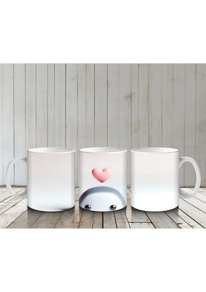 Pembe Kalpli Balonla Penguen Maskotu – Baskılı Kahve Kupası indirimleri