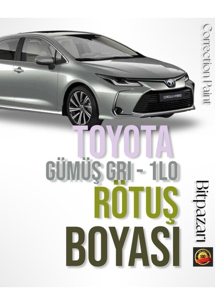 Toyota, Corolla, Ch-R, Yaris - Gümüş Gri ( 1l0 ) Otomobil Çizik Taş Izi Giderici Rötüş Boyası 20ML
