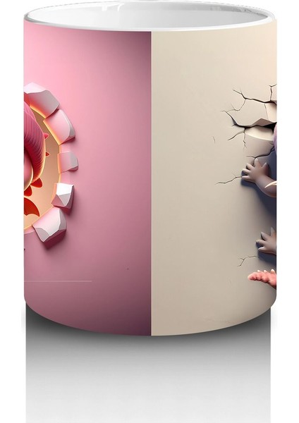 Pembe Arka Planda Şapkalı Oyuncak Ayıcıklar – Baskılı Kahve Kupası fiyatları