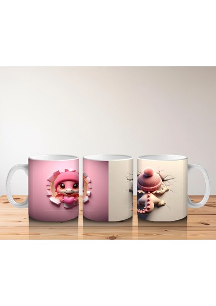 Pembe Arka Planda Şapkalı Oyuncak Ayıcıklar – Baskılı Kahve Kupası fırsatları