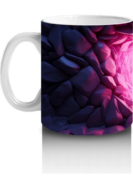 Kalpli Parıltılar Arasında Mor Kelebek - Baskılı Kahve Kupası