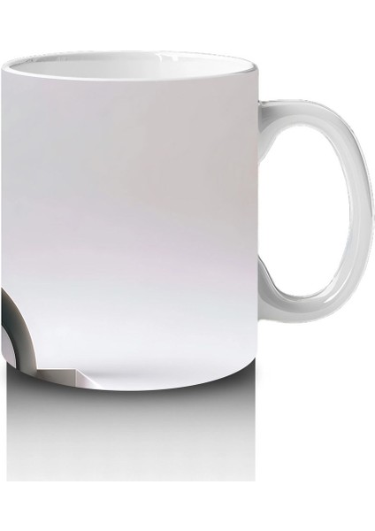 Kalp Figürlü Arka Plan Üzerinde Sevimli Penguen Yüzü - Baskılı Kahve Kupası modelleri