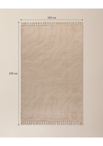 Pluie Rölyef Halı - Bej - 150x230 cm fırsatları