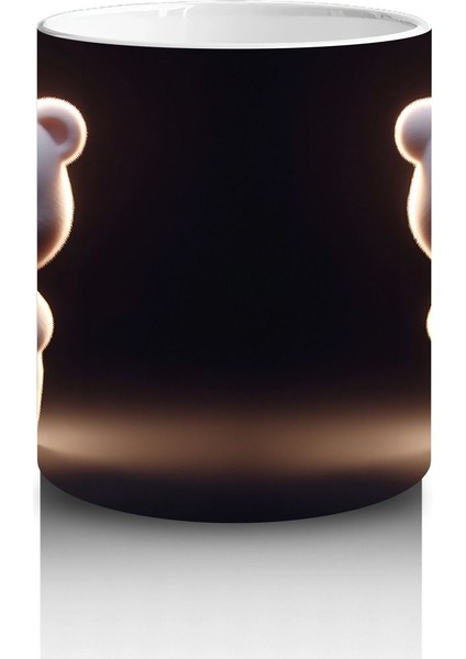 Çiçek Tutan Sevimli Ayıcık Figürü (Ön ve Arka Görünüm) - Baskılı Kahve Kupası modelleri