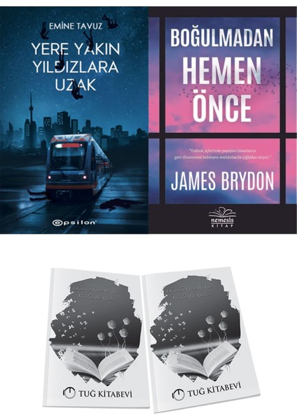 Boğulmadan Hemen Önce ve Epsilon Yayınevi Yere Yakın Yıldızlara Uzak Emine Tavuz 2li Set + Hediyeli