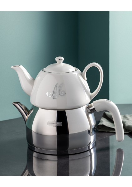 Avellino Çaydanlık Takımı - 1000 ml - 2150 ml - Beyaz/Platin