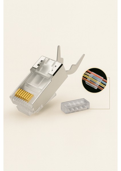 RJ45 Cat7 Konnektör Seti | Yeni Nesil Metal Uç | Ethernet ve Network Uyumlu