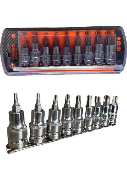 9 Parçalı 1/2" Tork (Torx) Bit Seti: