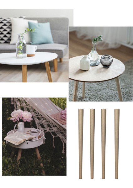 65cm Ham Konik Ahşap Masa Ayağı - 4 adet ayak + Montaj Aparatları fiyatları