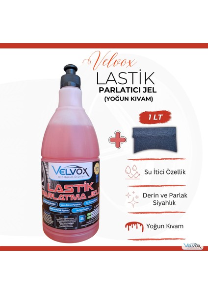 Lastik Parlatıcı Jel 1000 ml (YOĞUN KIVAM) Uygulama Süngeri Hediye, Lastik Parlatma, Lastik Temizleme