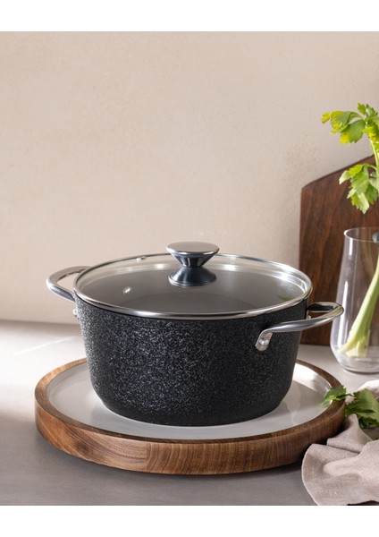 Noir Titanyum Derin Tencere - Siyah - 22 cm