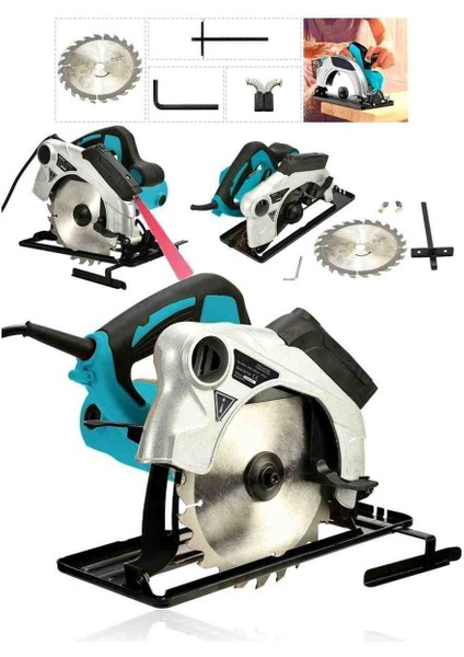 İyisi Yok 185 mm Lazerli Sunta Kesme Elektrikli Daire Testere Mavi 1400-3000W