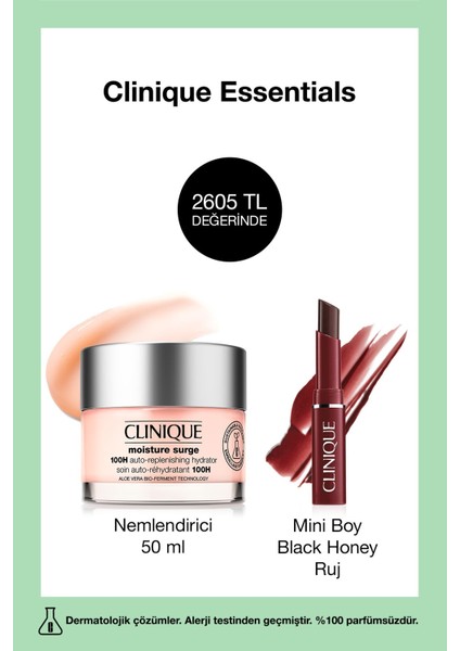 Essentials Seti - Moisture Surge™ Nemlendirici 50 Ml, Mini Black Honey Ruj 1.2gr