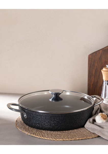 Noir Titanyum Kısa Tencere - Siyah - 26 cm
