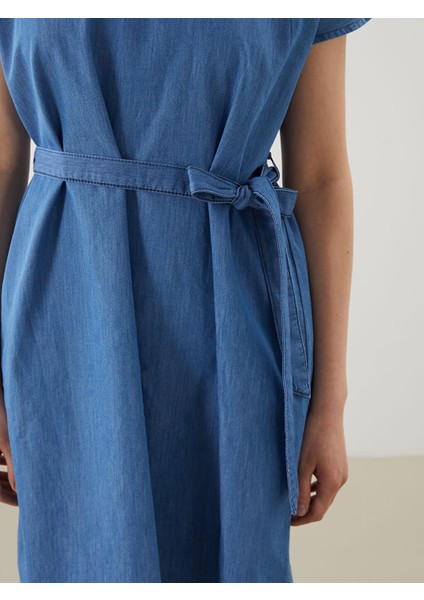 Yeni Sezon Bisiklet Yaka Mini Jean Elbise - S5JY15Z8 modelleri