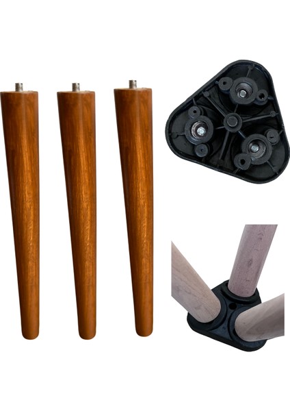 41 cm Açık Meşe Ahşap Konik Mobilya Ayağı – 3’lü Set | Masa, Sandalye, Sehpa Uyumlu | Bağlantı Aparatı ve Vidalar Dahil fiyatları