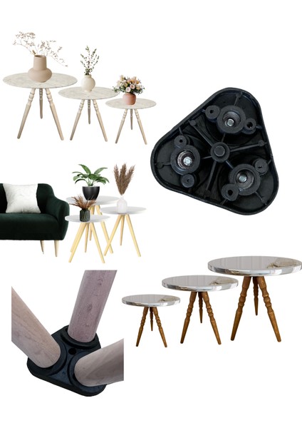 38 cm Açık Meşe 3’lü Ahşap Konik Sehpa Ayağı Seti | 3 Girişli Bağlantı Aparatları ve Vidalar Dahil fiyatları