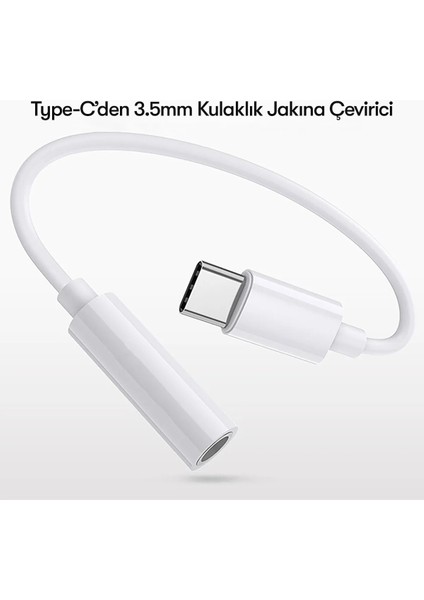 Premium Kaliteli Tak Çalıştır Type-C To Aux 3.5mm Kulaklık Jak Dönüştürücü Kırılmaz Hasır Örgü Kablo