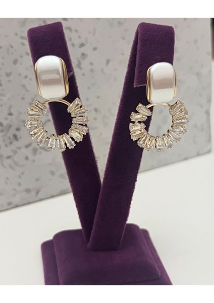 Taş Detaylı Taşlı Abiye Bijuteri Küpe