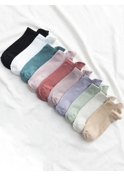 10'lu Soft Renkli Patik Ekonomik Paket Unisex Kısa Spor Sneakers Çorap