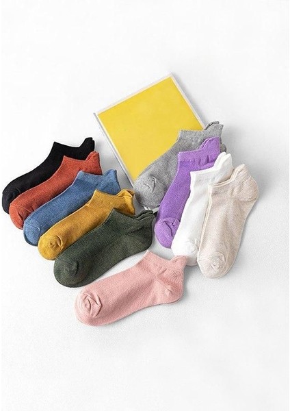 10'lu Soft Renkli Patik Ekonomik Paket Unisex Kısa Spor Sneakers Çorap modelleri