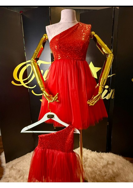 Anne Kız Payet Tül Tütü Abiye Doğum Günü Elbise