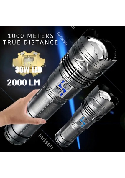 Çinli Kız Süper Parlak 30W LED El Feneri - 2000 Lümen, 1000 Metre Menzil ve Powerbank Özelliği fiyatları