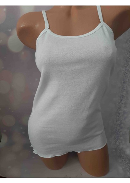 Beyaz Ip Askılı Ribana Kadın Rahat Kullanışlı %100 Cotton Atlet modelleri