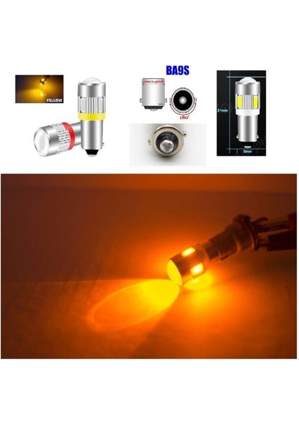 ( 2 x Adet ) 1 Takım T4 53 & H6 LED Ampul Gösterge Gündüz Sürüş Park Ampulu LED Sarı (Yellow)