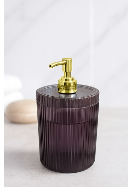 700 ml Xl Çizgili Desen Tezgah Üstü Füme Banyo Altın Pompa Sıvı Sabunluk Banyo Mutfak Deterjanlık