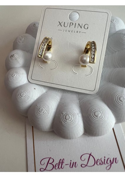 Xuping Gold Inci Detaylı 14K Altın Kaplama Küpe