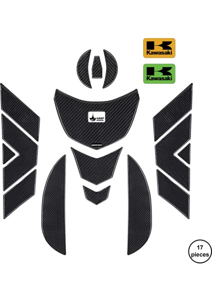 ZX10R 2024 ile Uyumlu Kaydırmaz 6D Karbon 17 Parça Tank Pad Seti GC47