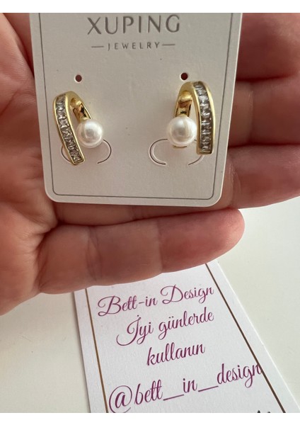 Xuping Gold Inci Detaylı 14K Altın Kaplama Küpe fiyatları